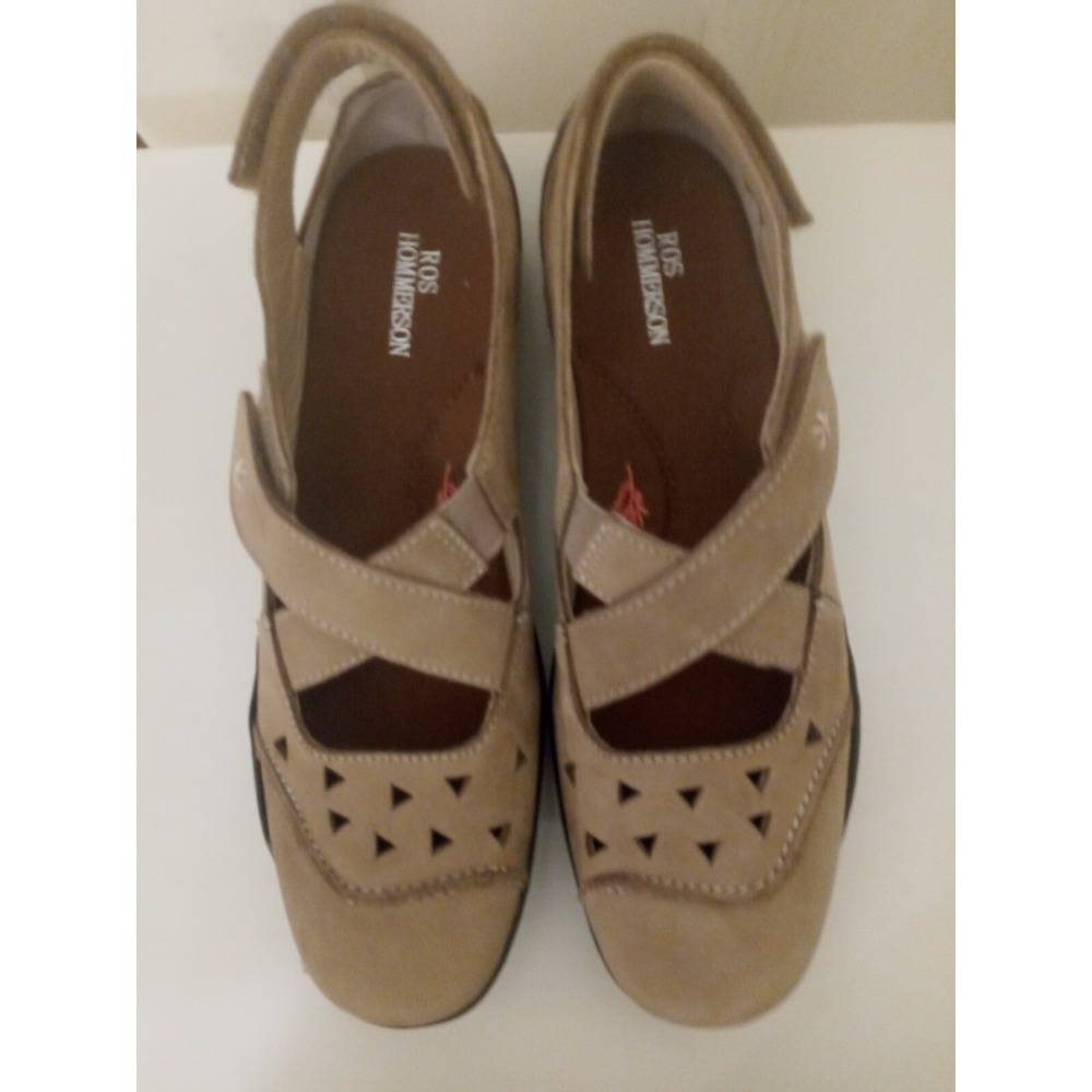 ROS HOMMERSON Tan CARRIE Cross Strap LEATHER Nubuck FLATS Shoes Women 6M